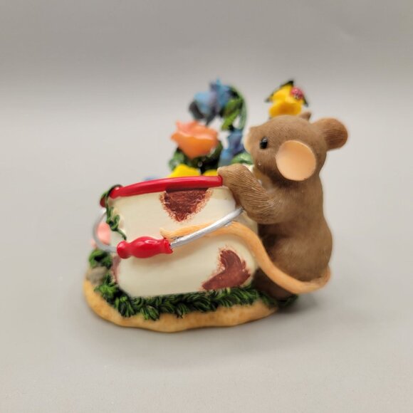 Charming Tails Hi Sweet Pea Figurine Fitz & Floyd Mouse & Flowers Collectible - Picture 4 of 8